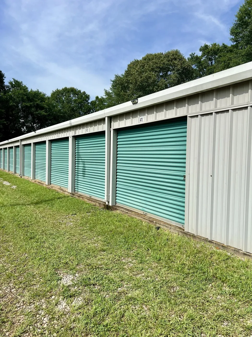 Ground level storage units along the building line at the Lafayette facility